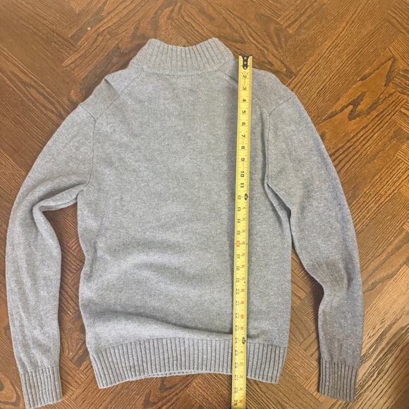 Black Brown Men's light Heather blue quarter Zip Sweater - Picture 7 of 8